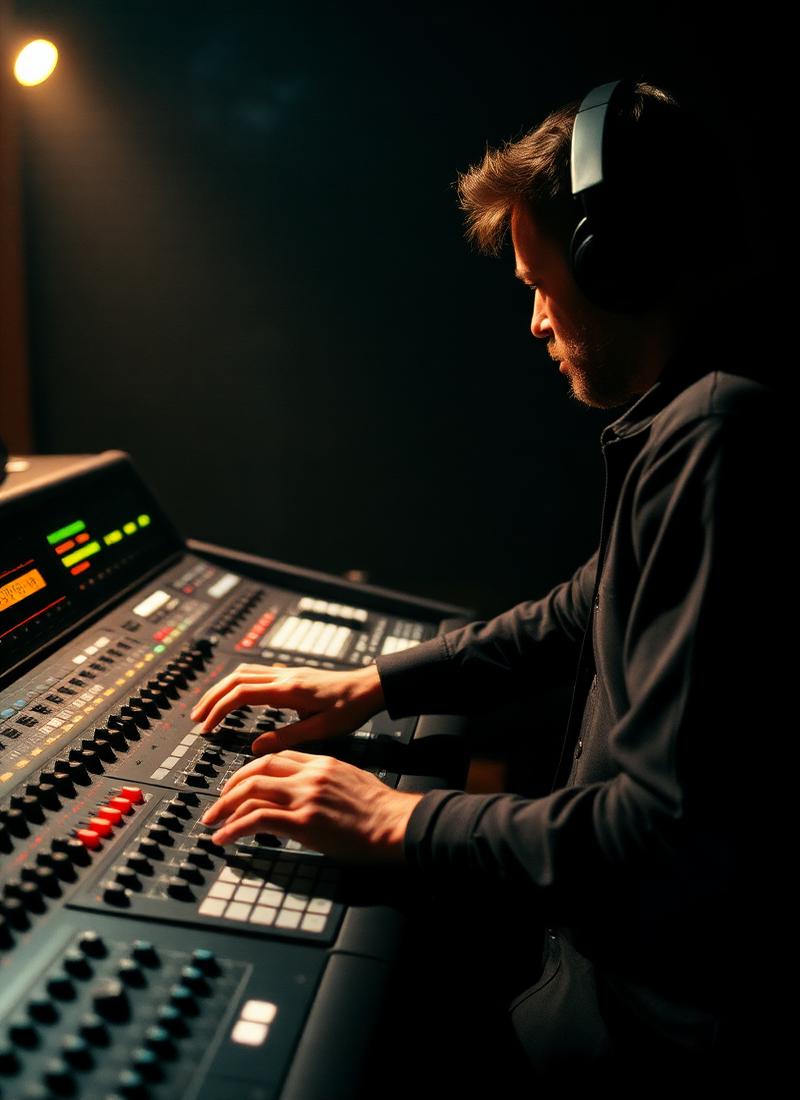 Producer at mixing console