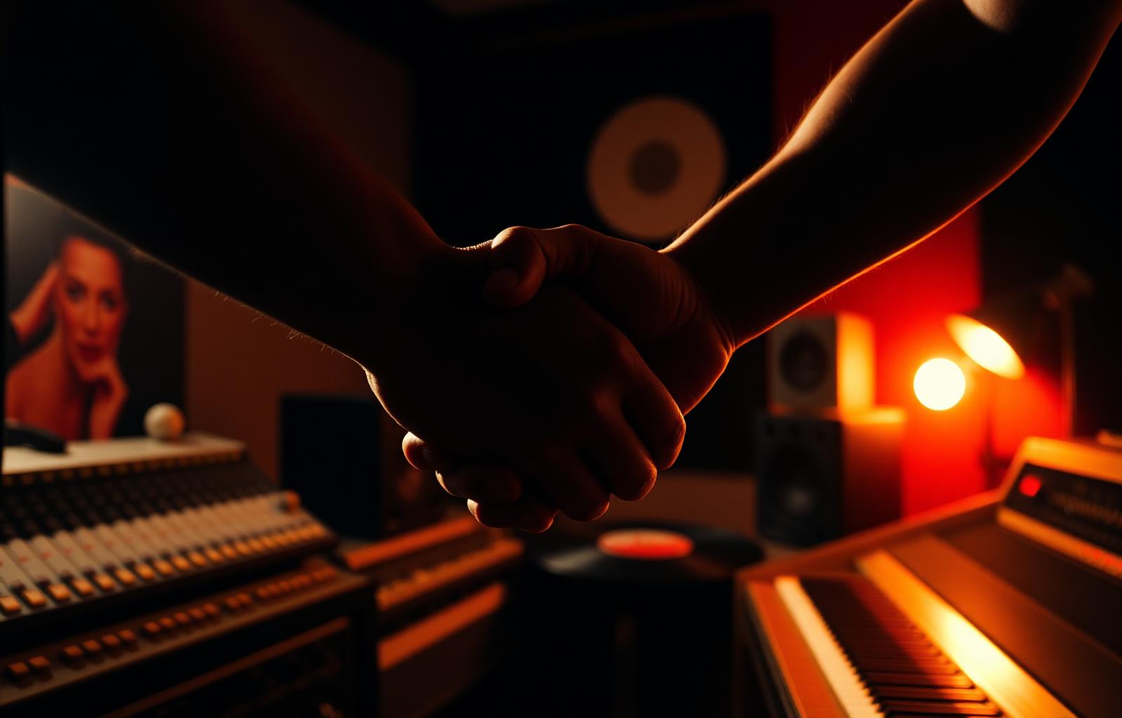 Handshake in a Nashville recording studio